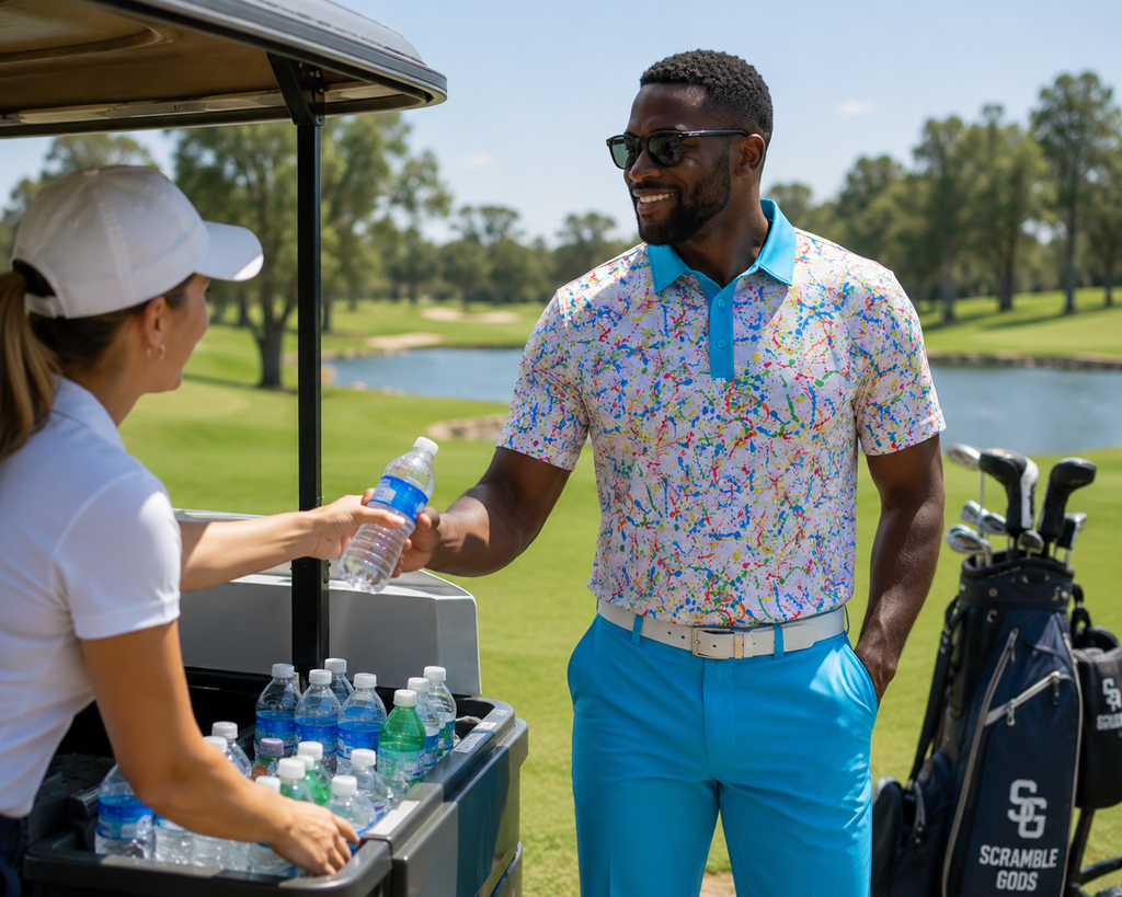 Scramble Gods Fairway Graffiti Golf Polo (White)