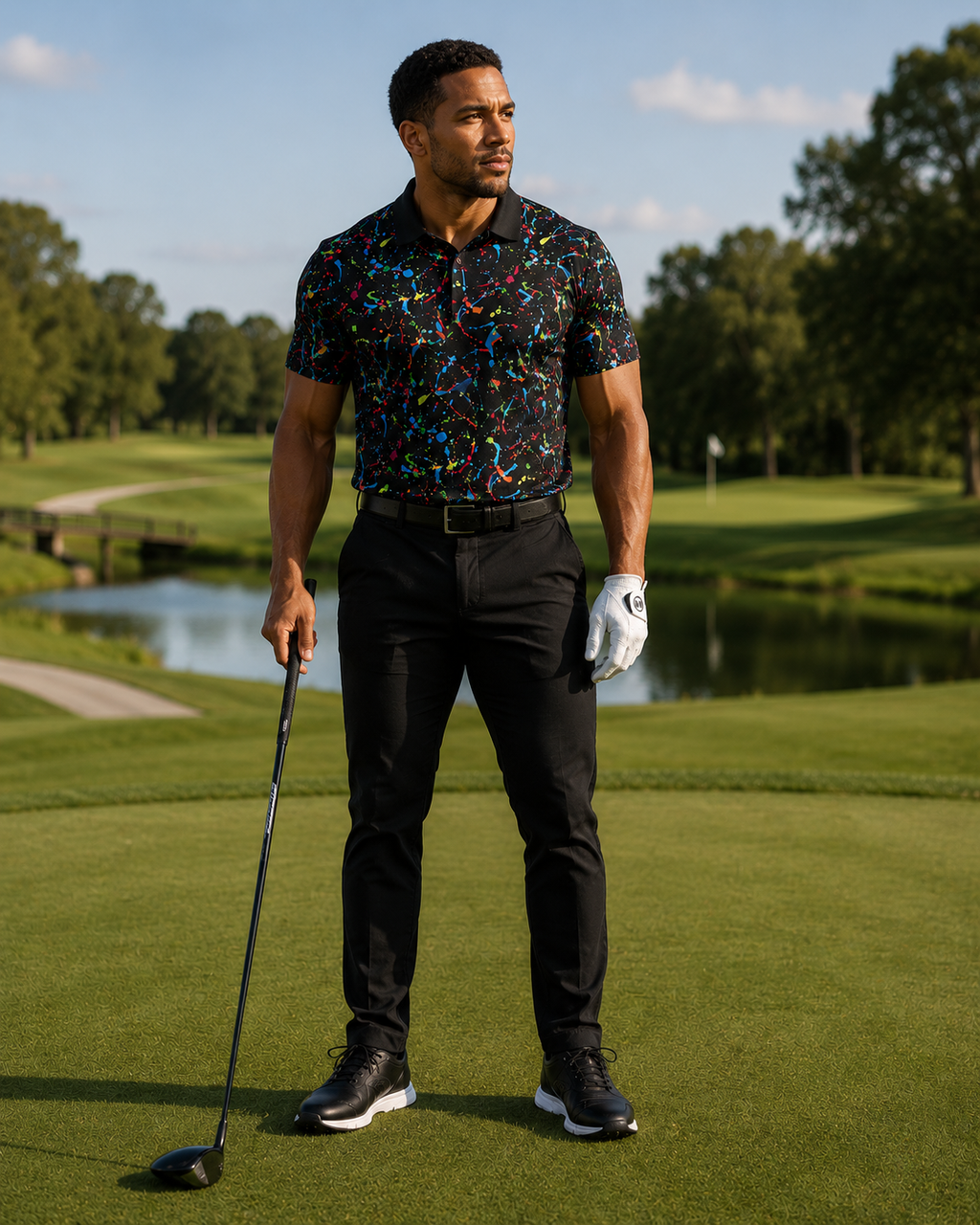 Scramble Gods Fairway Graffiti Golf Polo (Black)