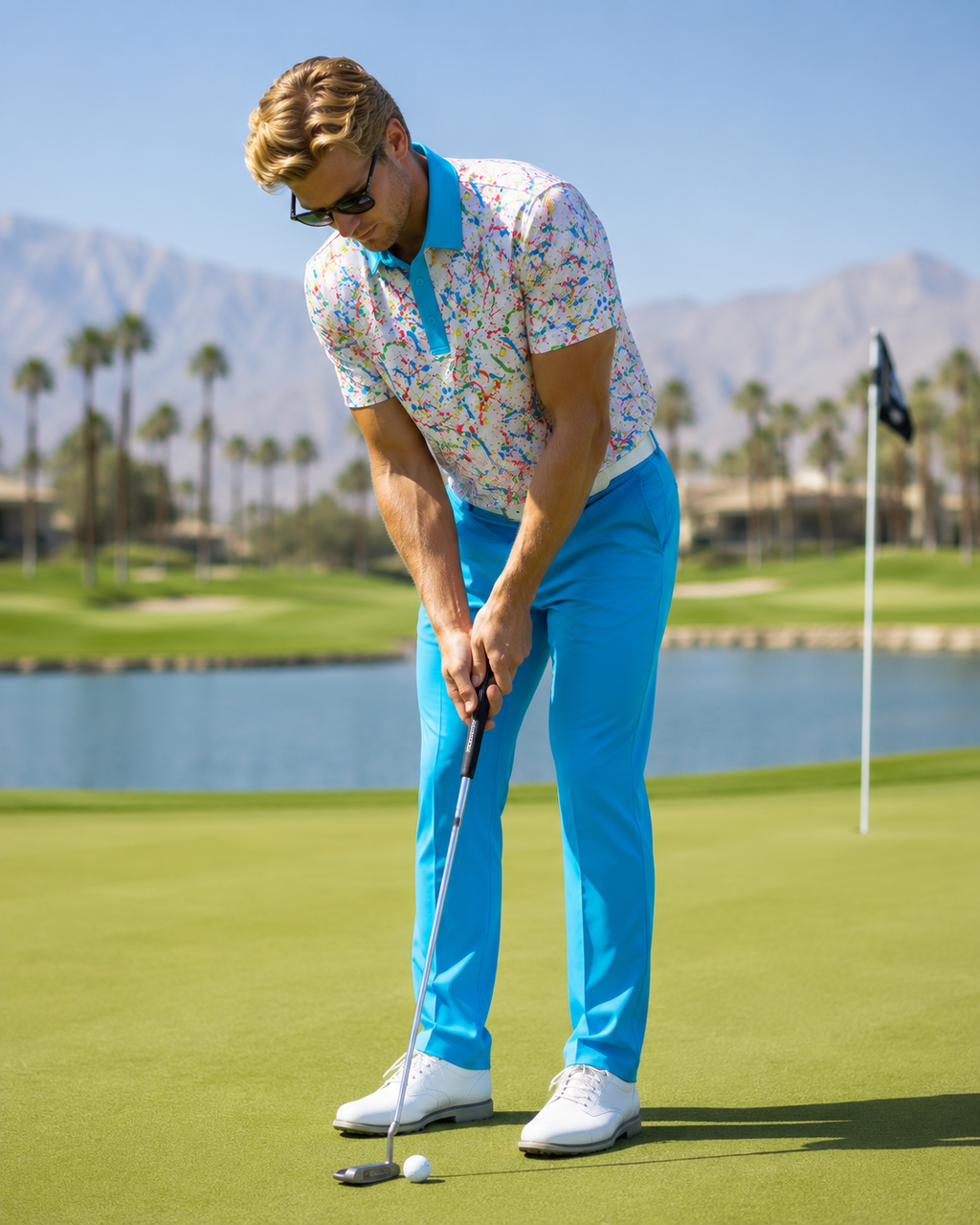 Scramble Gods Fairway Graffiti Golf Polo (White)