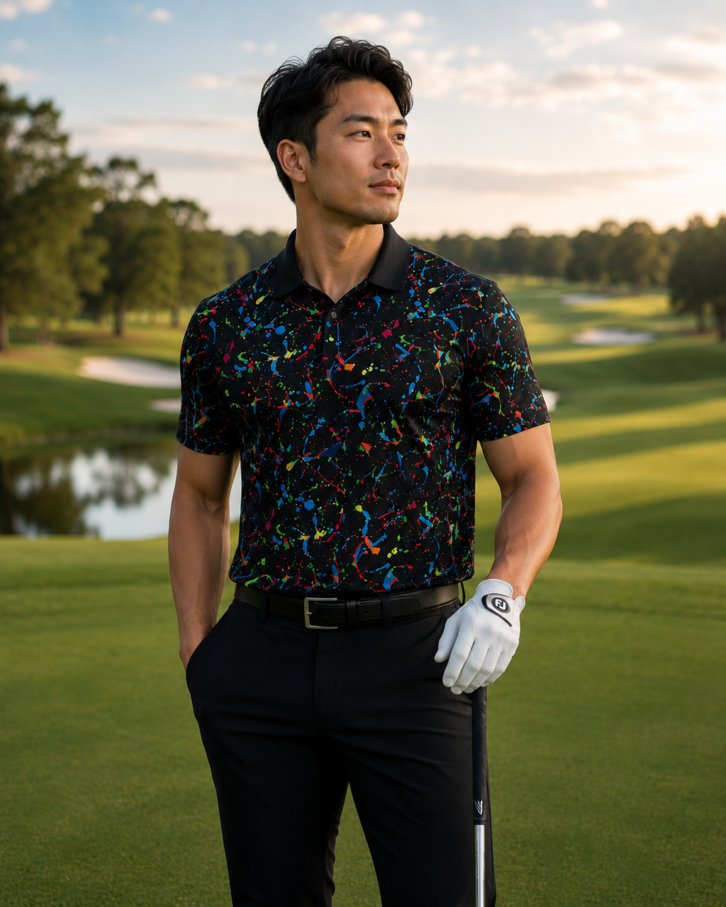 Scramble Gods Fairway Graffiti Golf Polo (Black)