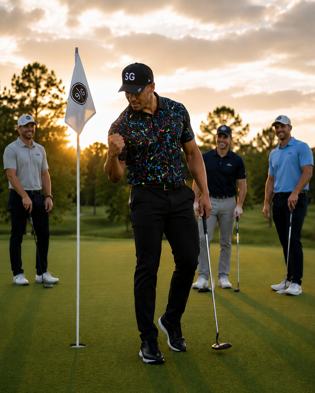 Scramble Gods Fairway Graffiti Golf Polo (Black)