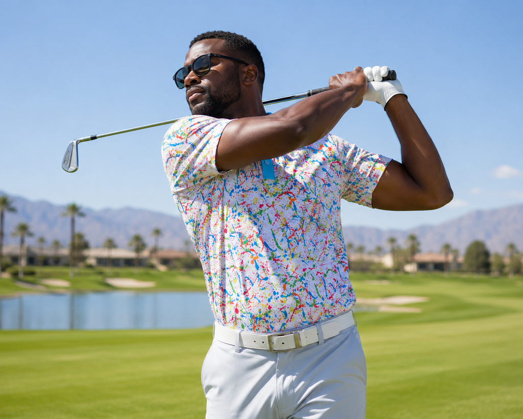 Scramble Gods Fairway Graffiti Golf Polo (White)