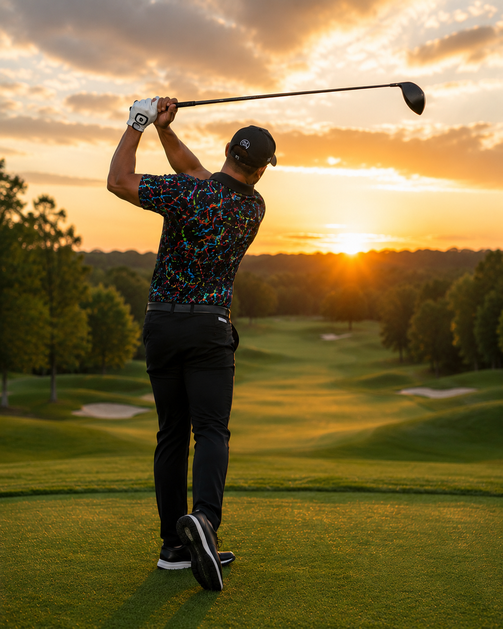 Scramble Gods Fairway Graffiti Golf Polo (Black)